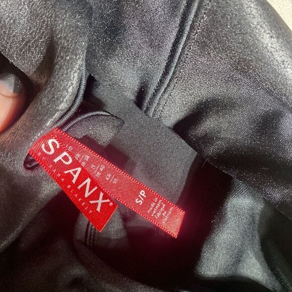 Spanx faux leather side stripe leggings small moto biker pants vegan edgy - Picture 6 of 7